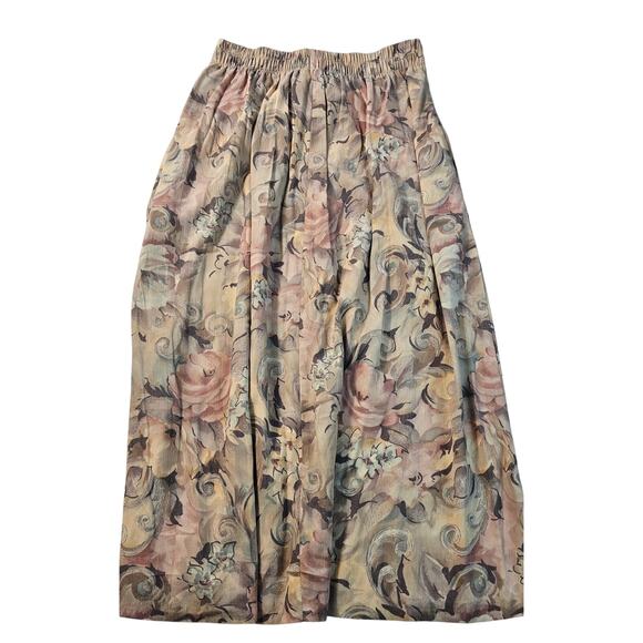Floral 8 Pleated Vintage Skirt w Pockets 80's Toni Garment for CC Magic Neutral+ - Picture 1 of 8